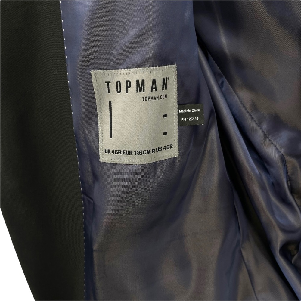 Topman Black Purple Liner Slim Fit Single Breasted Suit Jacket Size 46 R - Picture 5 of 5